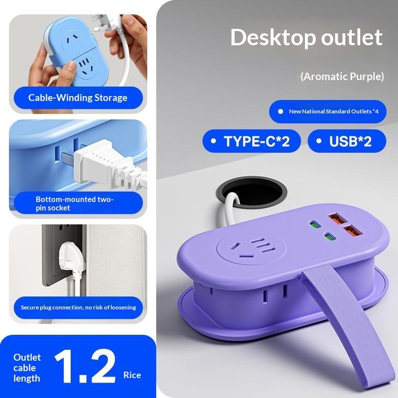 Pocket Power Strip Extension Cord 1Ac 2Usb 2Type C Socket Pure Minimalist Style Pd 15.5W Fast Charging Home Travel