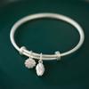 Ancient law inheritance retro style, solid bracelet seed lotus pod lotus seed design matte two worlds hand jewelry