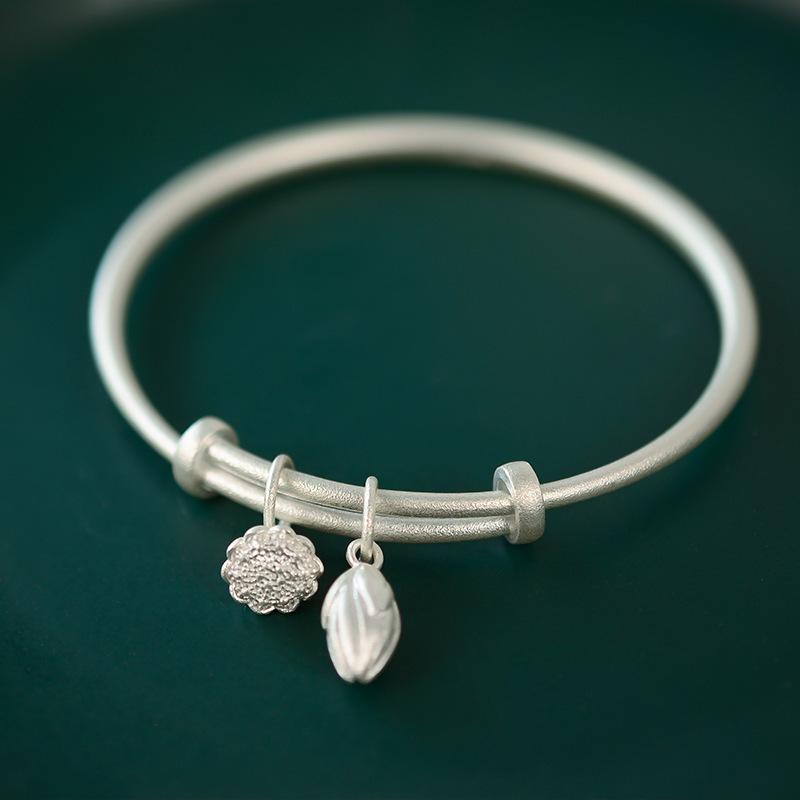 

Tiktok Два поколения радости Браслет наследственности Женский лотос Колышек Подвеска с семенами лотоса Браслет на ремешке Ретро подарок другу Adjustable size