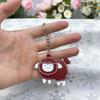Soft White Sheep Keychain Cartoon Pu Leather Pendant Durable Bag Charm For Women Car Key Holiday Gift
