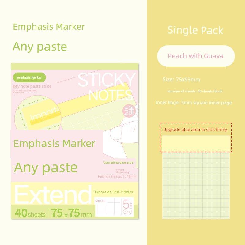 

Grade Three Class Two Key Mark Any Paste Good-looking Student Only Expansion Paste Sticky Sticky Notes Notepad [Pink Green Square] Guava Peach