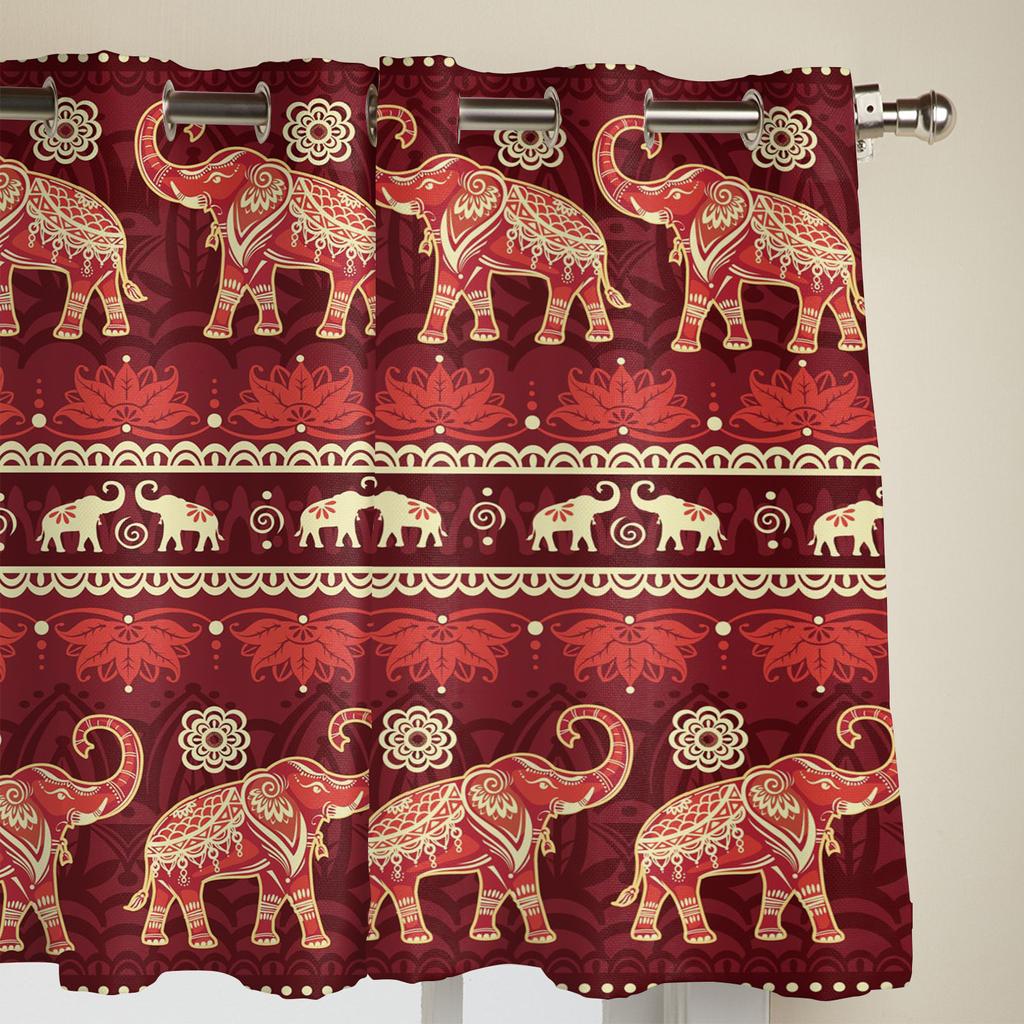 Indien Tier Elefant Blume Fenster Vorhänge Wohnzimmer Schlafzimmer Fensterdekorationen Haushalt Küchenvorhänge
