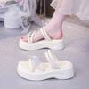 Rhinestone Bow Heightened Thick-soled Cool Slippers Female Summer Wear 2025 New Fairy Style with Skirt Two Wear Sandals