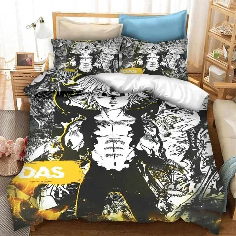 Anime The Seven Deadly Sins Bedding Set Duvet Cover Sheet Printed Bed Set Pillowcase Bed Full Queen King Size Comforter Bedroom
