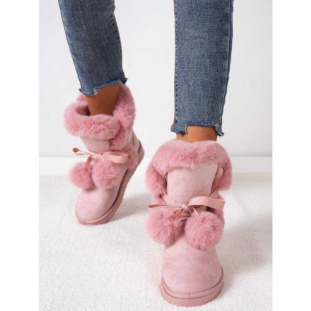 Women's Short Boots, Cute and Warm, Winter Women's Boots with Straps That Open and Close, Round Toe and Warm Velvet Women's Short Boots for One Foot