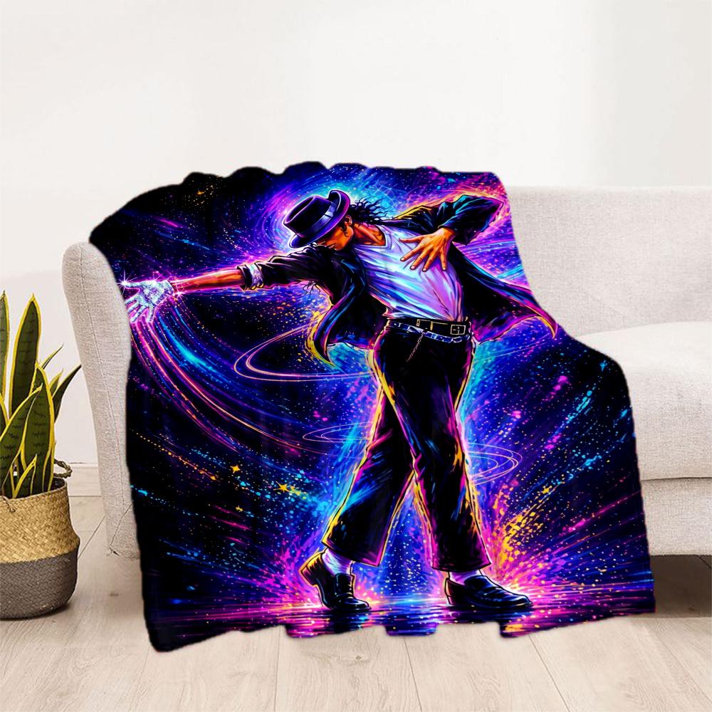 Michael Jackson Vibrant Pop Icon Portrait Blanket Warmthful Decor Suitable For Chair Sofa Bedding For All Occasions Digital Print Birthday Christmas G