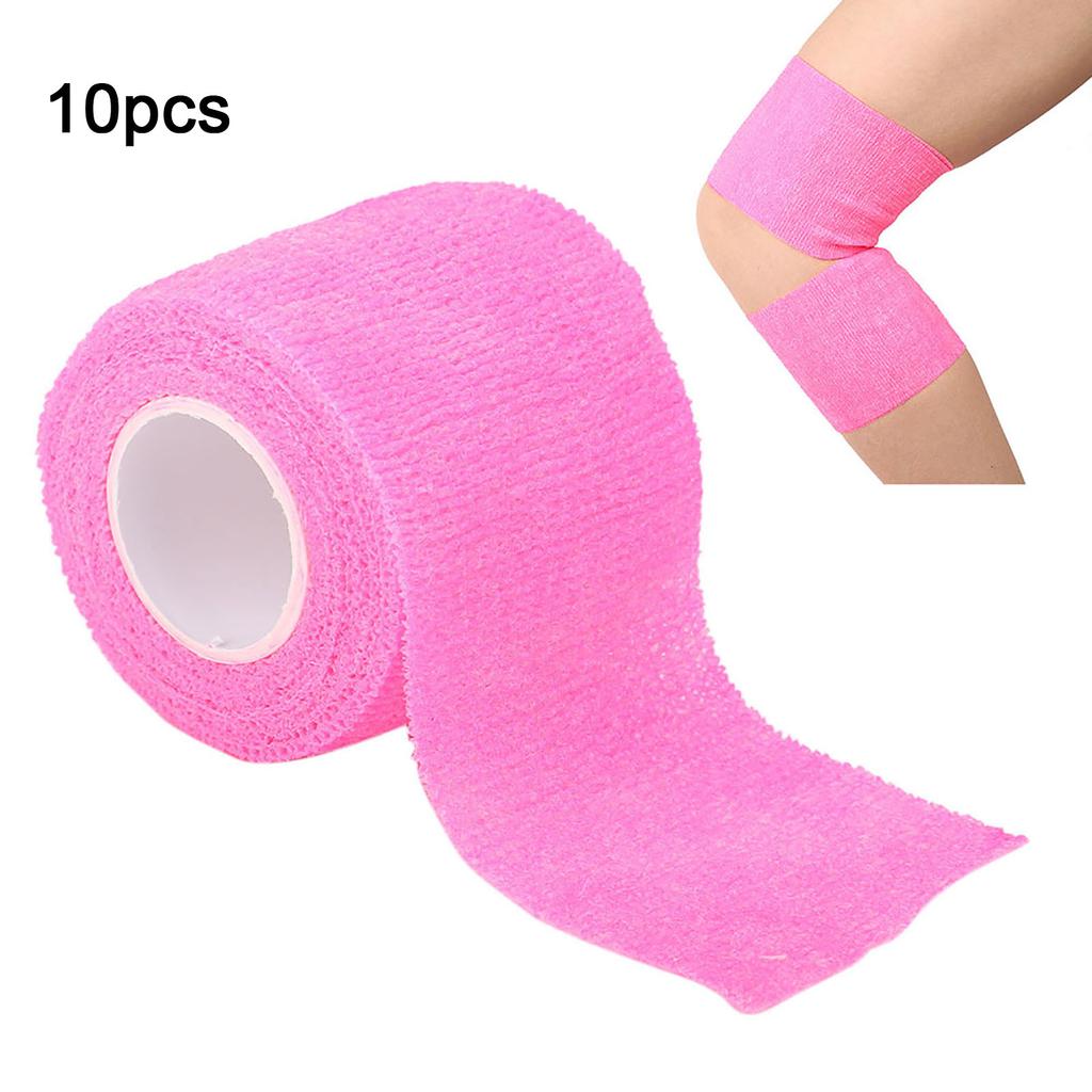 10pcs Self Adhesive Elastic Bandage Hand Leg Finger Wrap Gauze Health Care(Pink 5cm x 4.5m 2.0 x 177.2inch)