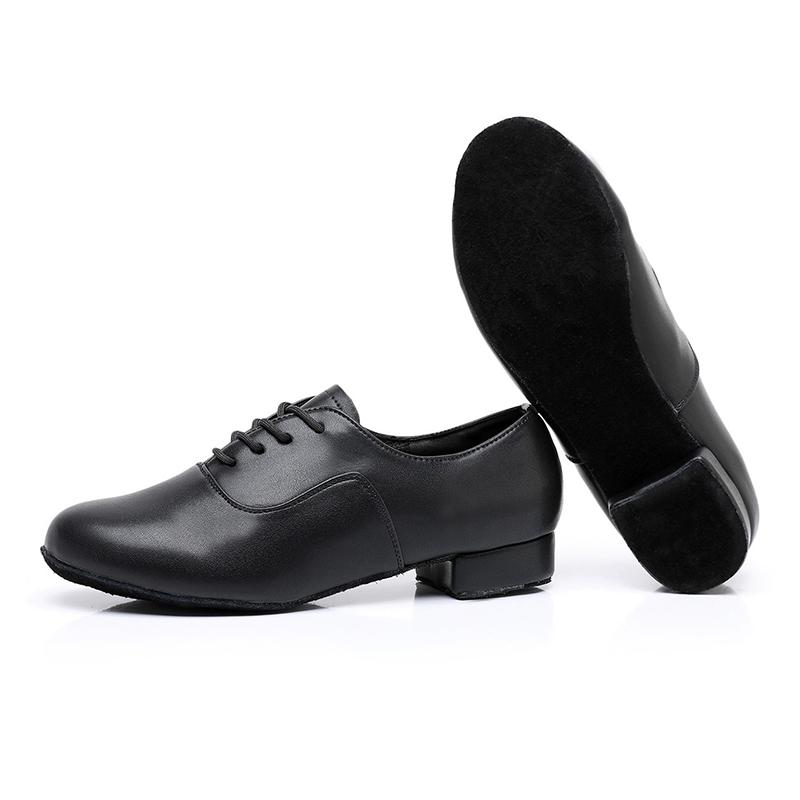 Men's Professional Lace-up Black Leather Latin Tango Ballroom Modern Dance Shoes