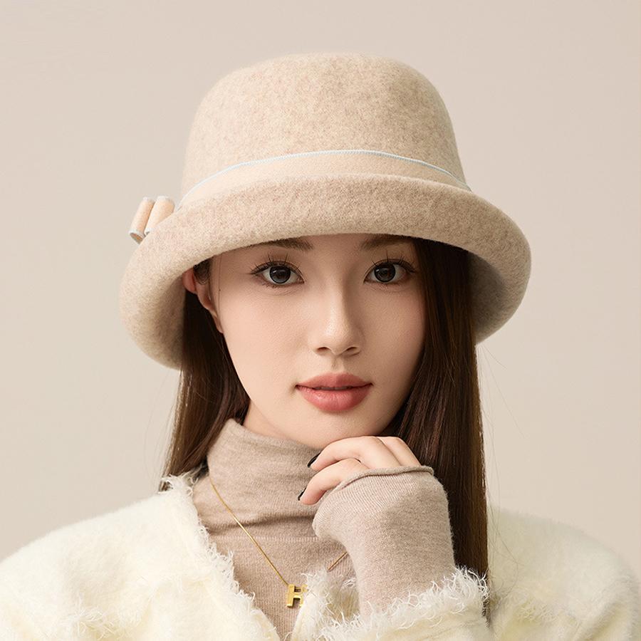 

Осенне-зимняя шерстяная шапка-рыбак, женская шерстяная шапка-тазик бежевый