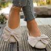 Women's Flat Shoes Autumn New Square Head Shallow Mouth Butterfly Knot Soft Low Anti-slip Wear-resistant Single Shoes