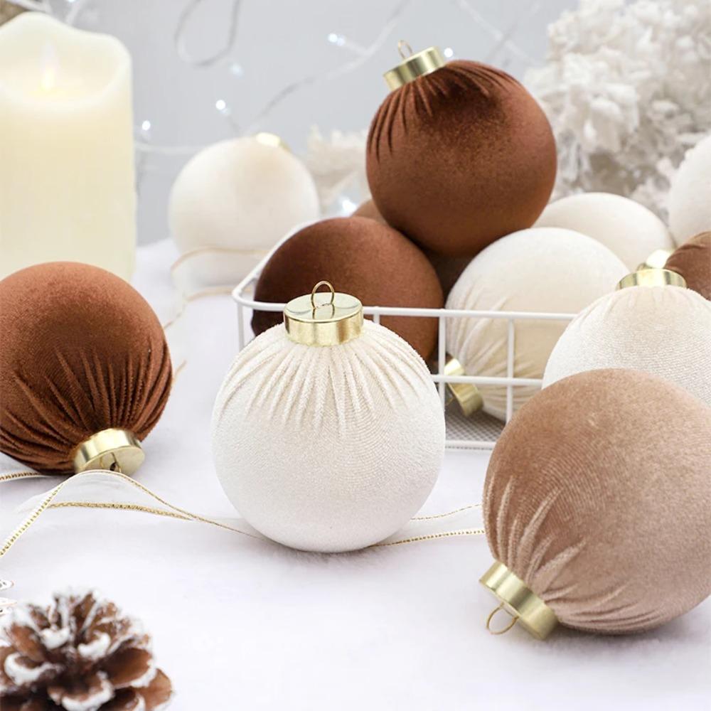 12pcs Festival Christmas Flocking Balls Pendant 8cm Christmas Tree Ornaments  Children Gifts