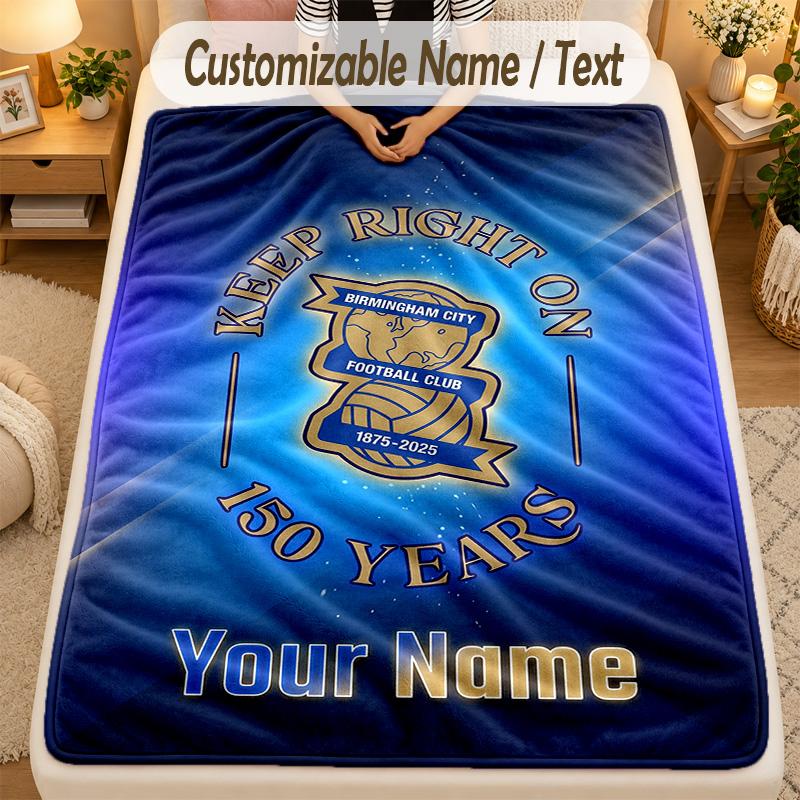Flannel BlanketBIRMINGHAM CITY Football Custom Name Text Personalized Soft Warm Throw Blanket Home Decor Gift