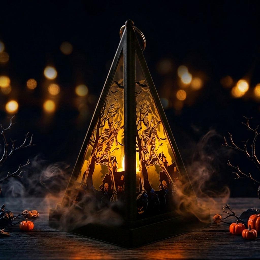 Halloween Decorations, Portable Wind Lanterns, Holiday Party Atmosphere Props Decorations, Halloween Candle Lights
