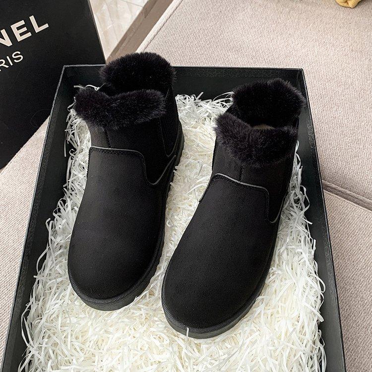 

Suede snow boots women s new short tube thickened cotton shoes in autumn and winter 2025 Korean version one-pedal velvet short boots 36 чёрный
