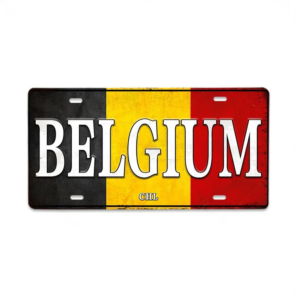 HD Metal Tin Sign World National Flags License Plate Style Vintage Retro Wall Art Decor for Home Bar Garage