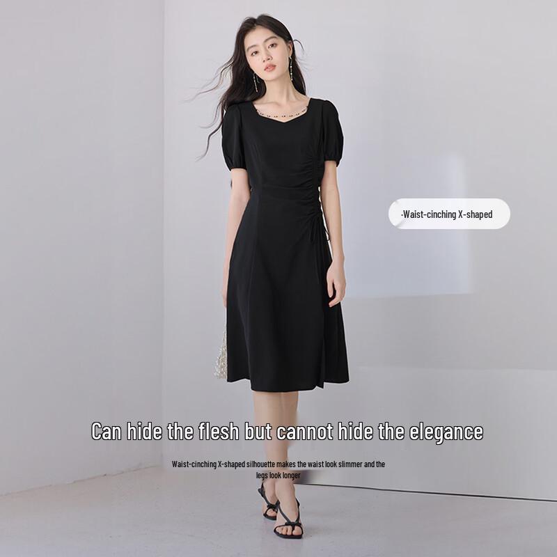 Xiangying Square Collar Puff Sleeve Dress