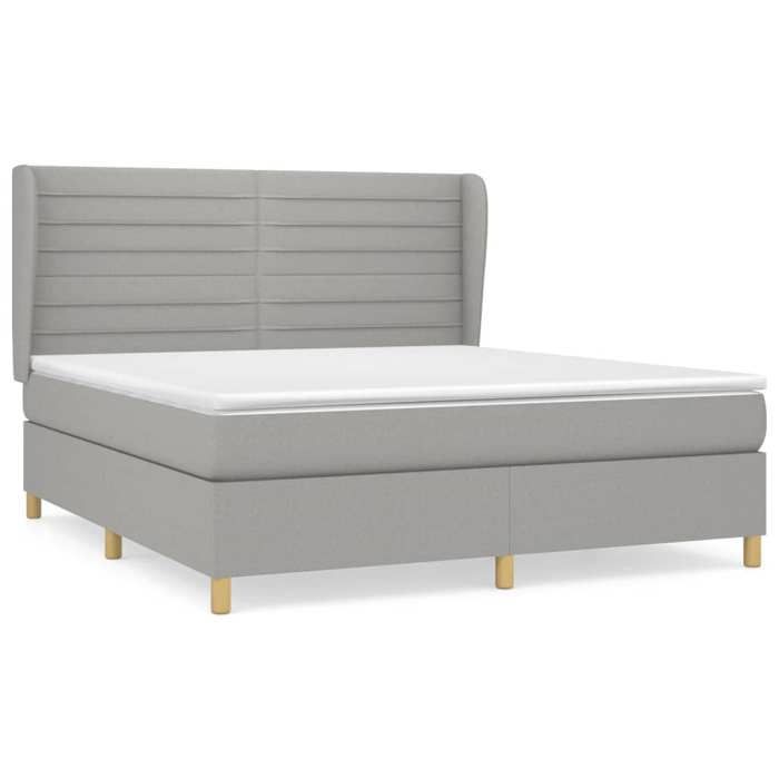 3128613 vidaXL Lit à sommier tapissier avec matelas Gris clair 160x200cm Tissu