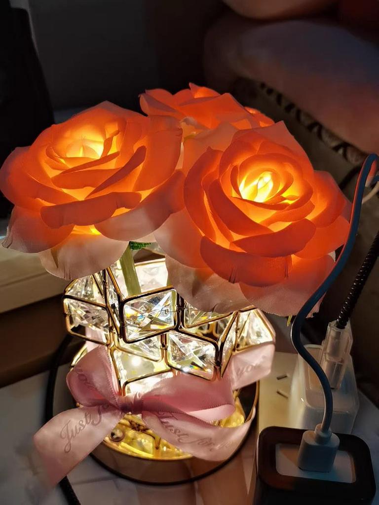 Romantic Rose Cube Table Lamp - Perfect for Birthdays, Qixi, or Valentine's Day