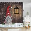 Red Christmas Shower Curtain Xmas Tree Print Bath Home Decor Winter Holiday New Year Bathroom Curtains Hooks Made Of Polyester Washable Washroom Ready