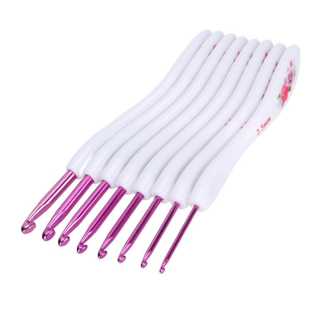 8pcs Crochet Hooks Curved Soft Handle Comfortable Portable Knitting Tool for Weaving EnthusiastPink