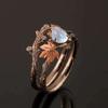 Retro Fashion Maple Leaf Water Drop Opal Stone Rings for Women Charm Luxury Finder Aesthetic jewelry Wedding Anniversary Gift