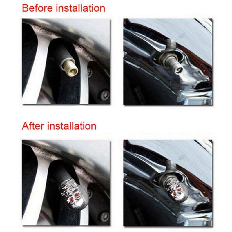 5Pc Skull Tyre Tire Wheel Car Auto Valves Dust Stem Cover BicycleMotocycle