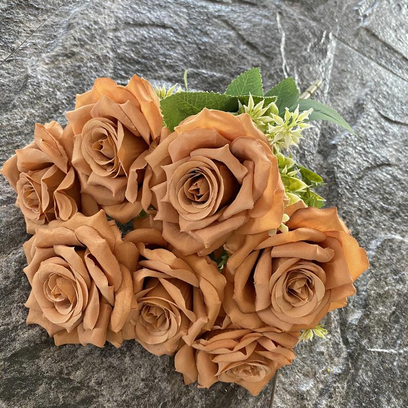 

7-Head Paris Rose Wedding Hotel Decor Home Living Room Bedroom Office Desktop Decor Simulated Rose Bundle Wedding Party Decor As Picture