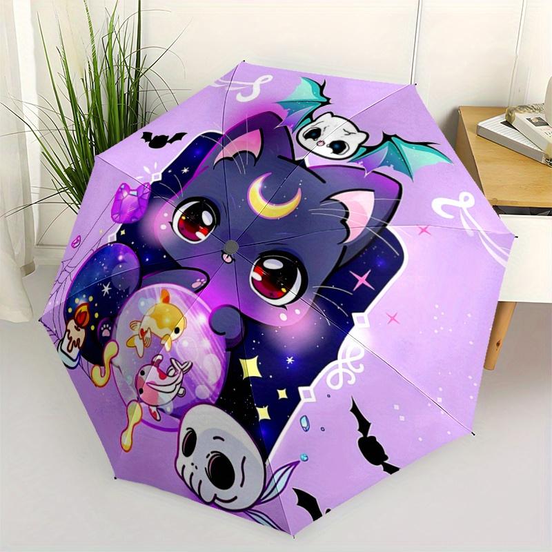 

1pc Moon Goddess Cat Fully Automatic Folding Portable Umbrella, 8 Iron Frames, Three-Fold Design, Suitable for All Seasons, Suitable for Outdoor Use.Z