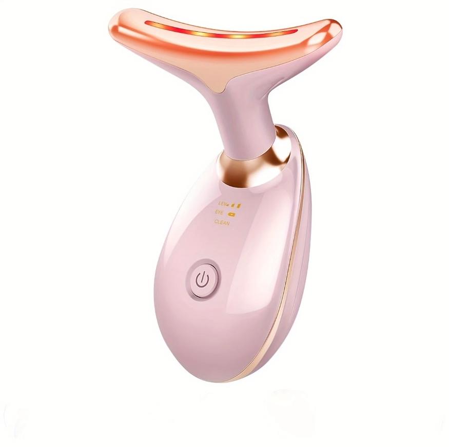 USB Rechargeable Neck and Face Skin Massager with 7 LED Light Modes, Vibrating Facial Beauty Instrument , Skin Care Device