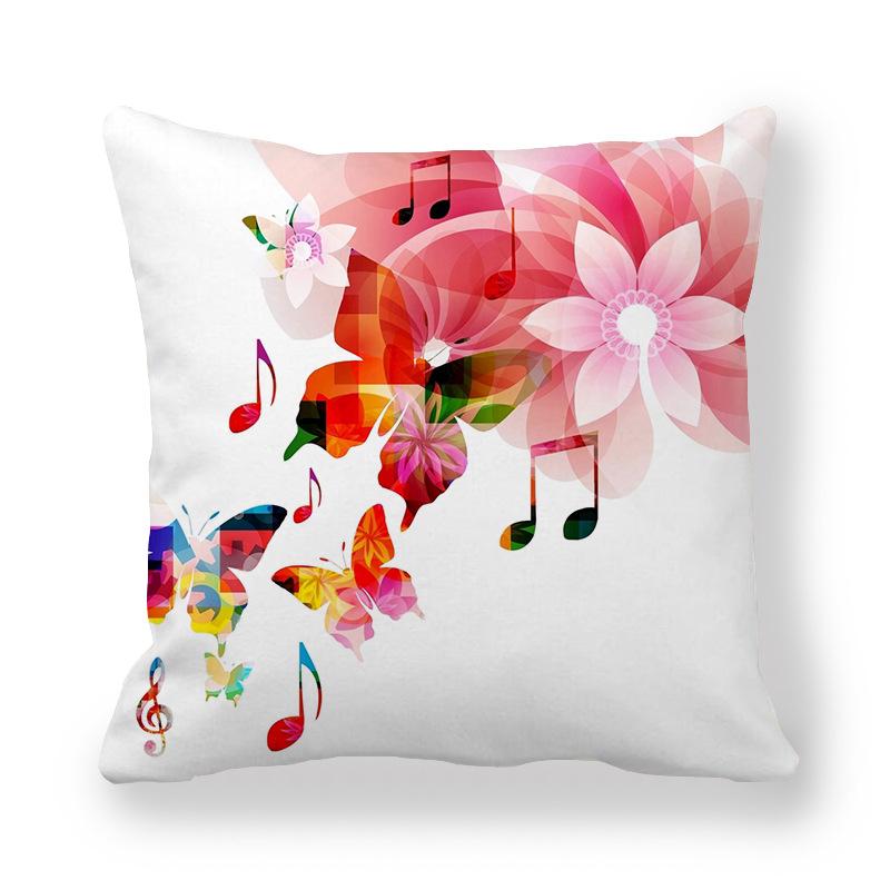 Guitar Butterfly Decorative Pillowcase Home Music Decoration Bedroom Living Room Sofa Pillowcase Music Note Cushion Cover