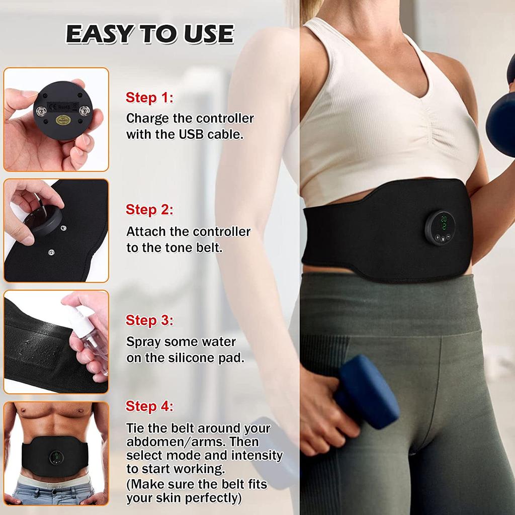 ABS Stimulator Bauchtrainer EMS Muskelstimulator Bauchstraffungsgürtel Bauch Taille Arm Bein Gewichtsverlust Zuhause Büro Fitness Arbeit Praktische Anwendung