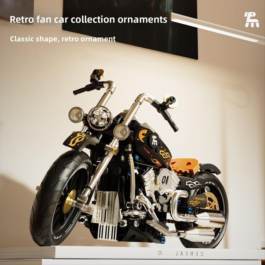Tuomu Hanlei Retro Motorcycle Assembly Building Block For Creative Building Enthusiasts