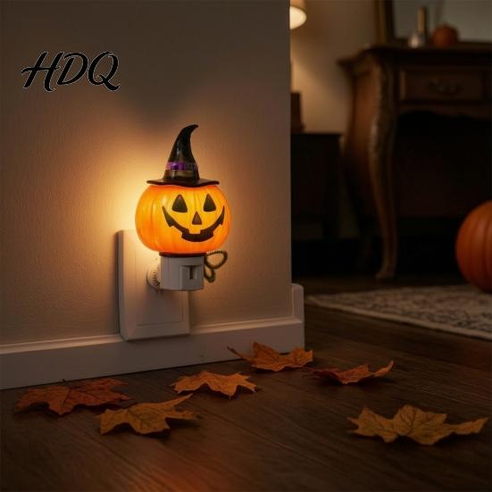 Herbst Halloween Beleuchtung Kürbis Geist Nachtlicht Stecker-Wandlampe mit Hexe
