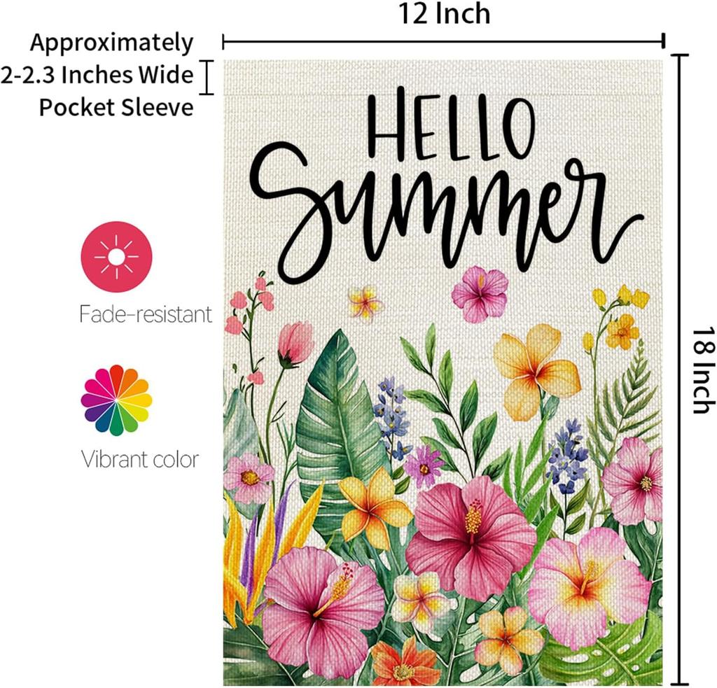 CROWNED BEAUTY Summer Garden Flag Tropical Flowers 12x18 Inch Double Sided Small Yellow Floral Seasonal Holiday Decoration f