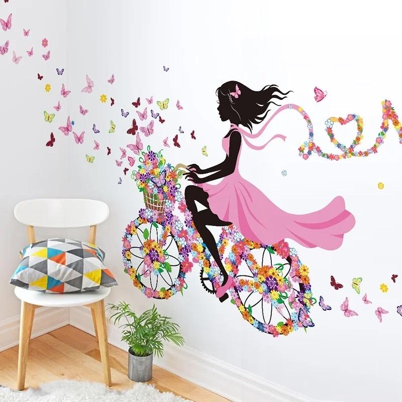 1/2Pcs Beautiful Girl Creative Wall Stickers Romantic Self Paste Murals Home Decor Wall Decor Home Decoration Accessories