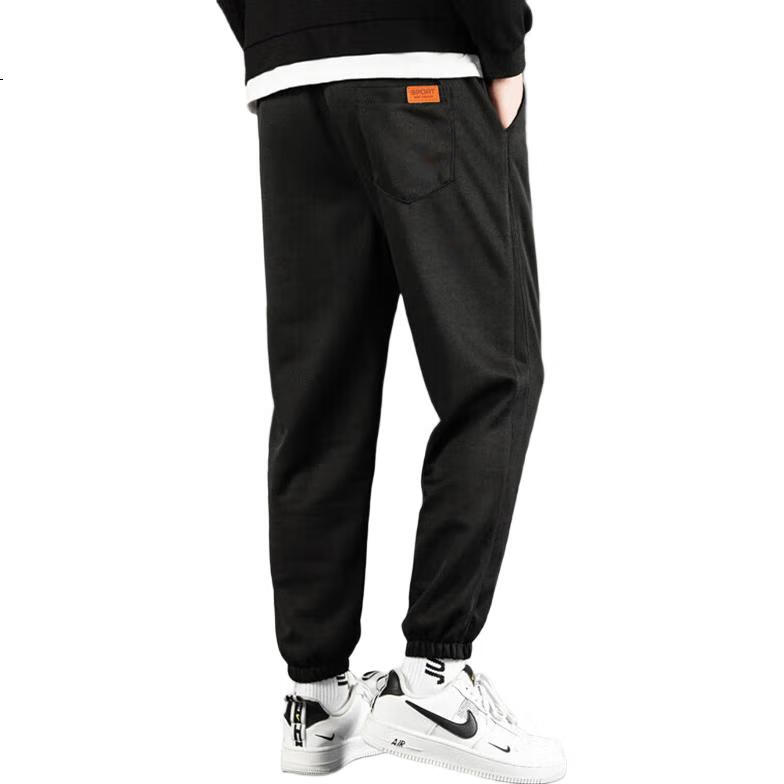 VANCAMEL Men's Casual Loose Fit Jogger Pants Youth Nine-Point Sports Pants Versatile Sweatpants Black L