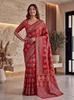 Handcrafted Ajrak Print Manipuri Silk Saree, Real Mirror Work, Traditional Party Wear