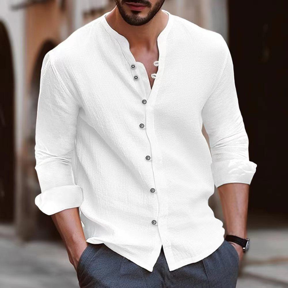 Hot Sale Hawaiian Fashion Men's Retro Button Cotton and Linen Casual Short Sleeve Shirt Pure Cotton