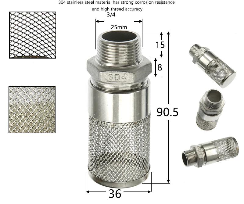 304 Stainless Steel Female Thread Filter Mesh Filter Circular Filter Head