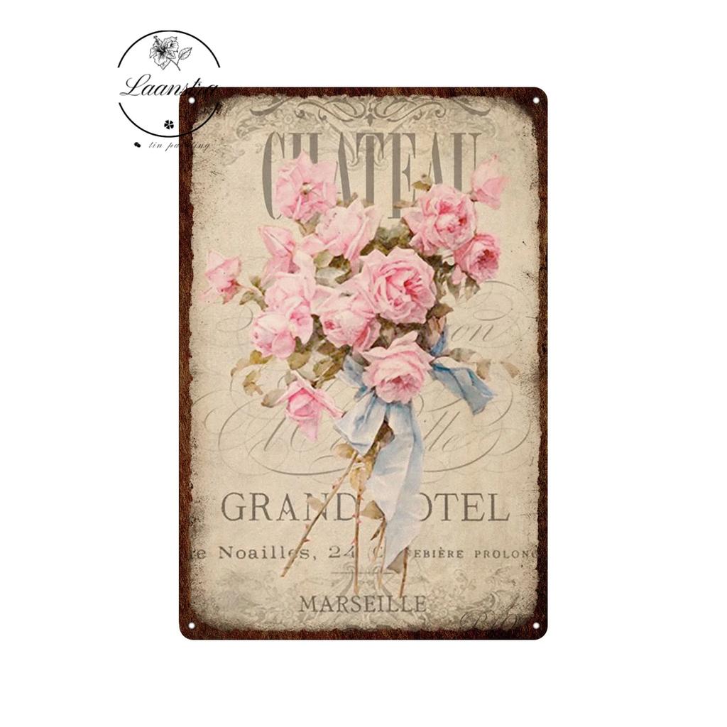 Vintage Flowers Rose Picture Metal Plaque Tin Signs Plate Wall Decor Art Iron Posters Man Cave Bar Club Garden Decoration Poster