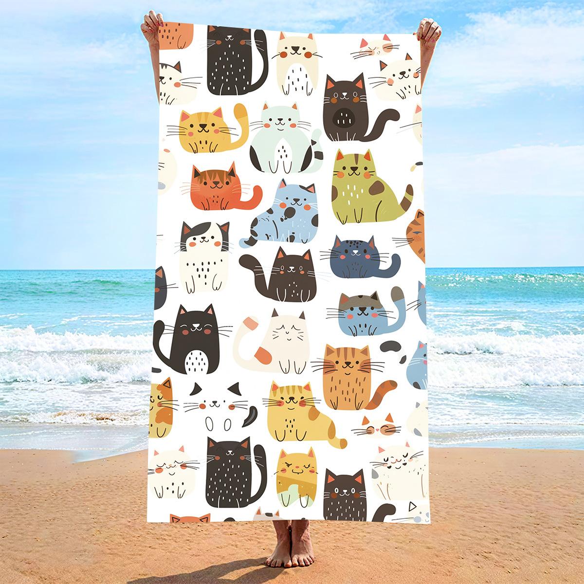 

New, double-sided velvet beach towel quick-drying sports towel printed bath towel [Spot sale]