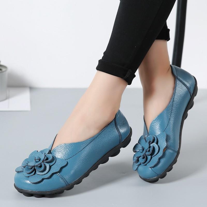 Women Flats Genuine Leather Fashion Tenis Women Shoes Moccasins Ballet Flats Slip On Women Shoe Black  De  Plus Size