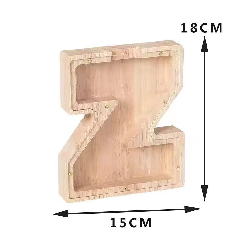 Twenty-Six English Alphabet Moneybox Coin Money Piggy Bank Wooden Letter Saving Box Desktop Ornament Home Decor