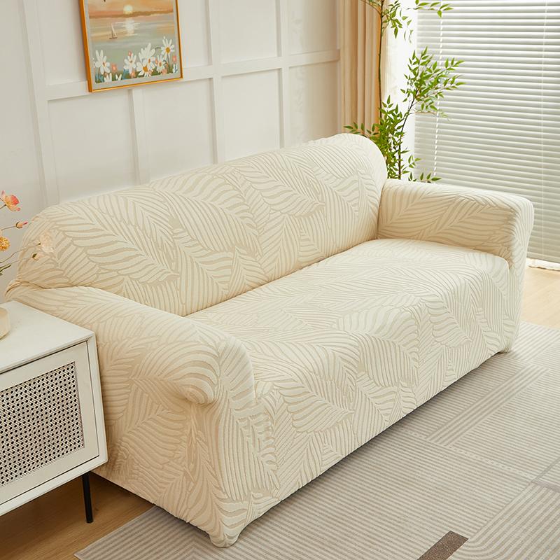 1pc Jacquard Sofa Slipcover Big Leaves Pattern Elastic Fitted Sofa Couch Protector Washable Sofa Covers for Sectional Sofachair