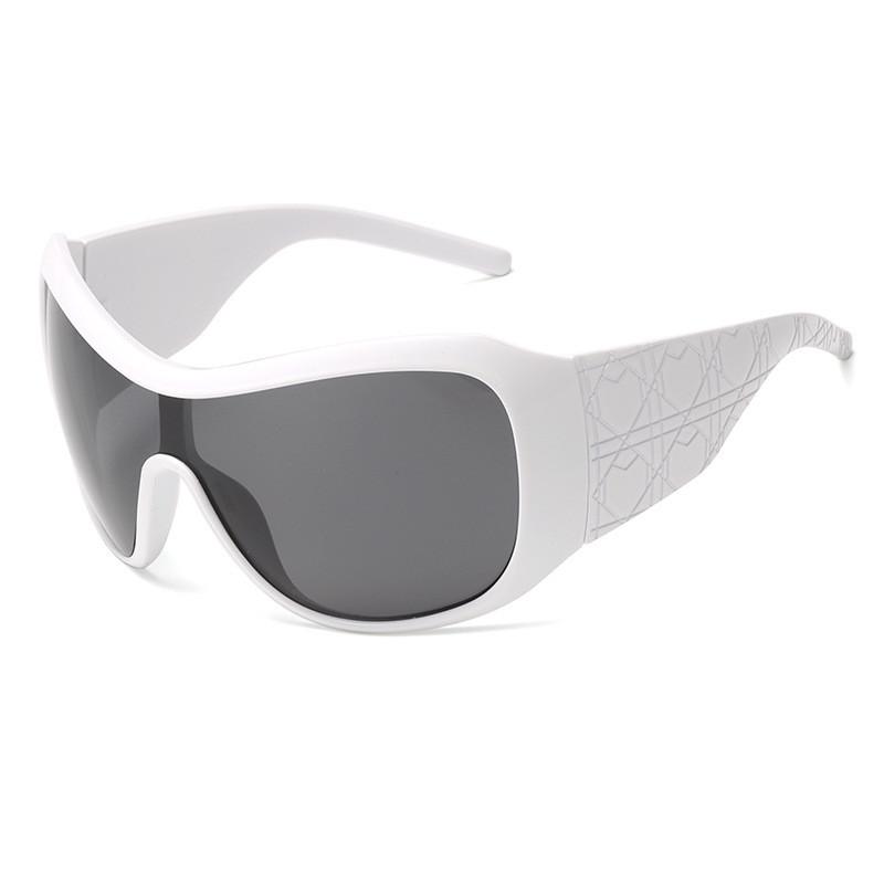 

European Style Oversized Cat Eye Sunglasses With Uv400 Polarized Pc Frames For Fashion And Travel WhiteFrameGrayLens