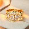 Ethnic Inlaid White CZ Women's Ring Dazzling Gold Color Geometry Daily Wear Party Jewelry Anniversary Gift