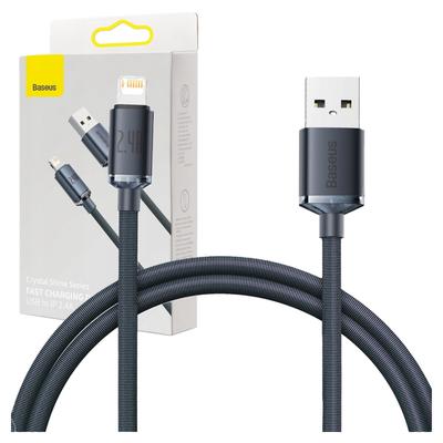 USB-kabel till Lightning Baseus Crystal Shine, 2,4A, 1,2M (Svart)