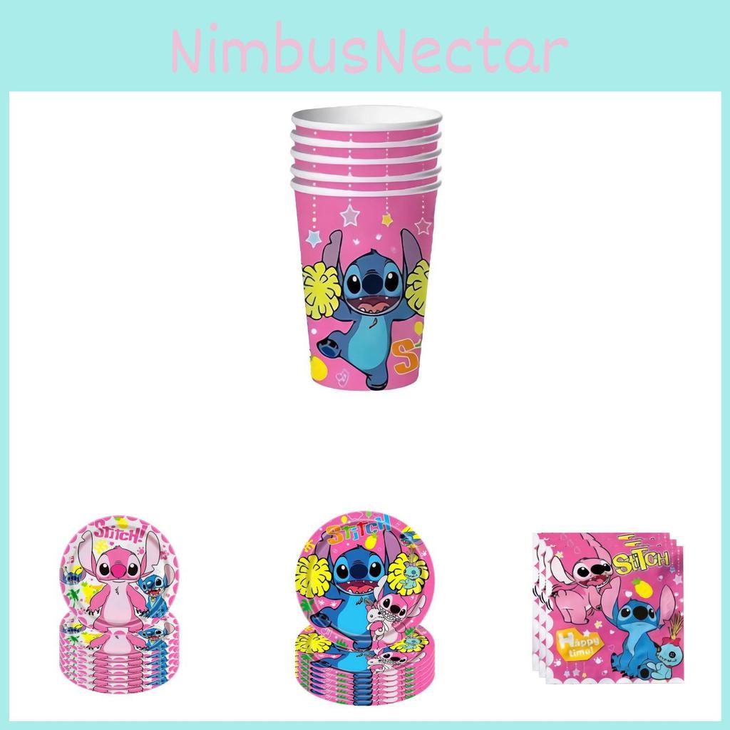 Lilo Stitch Party Supplies Set With Paper Plates Cups Napkins Tablecloth For Kids Birthday Decor