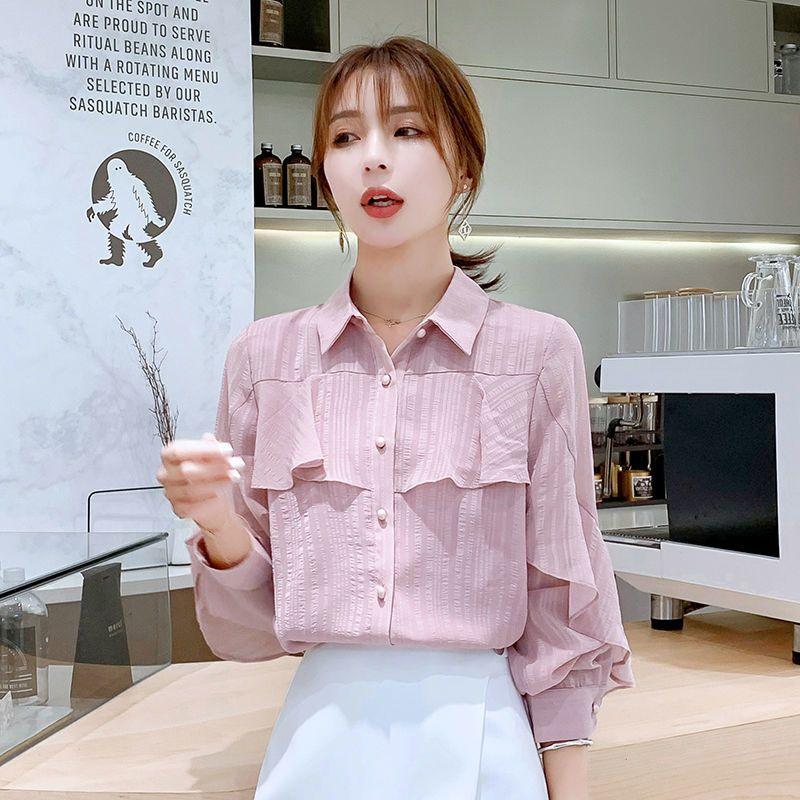Chiffon Shirt Women&#039;s Fashion Long-sleeved Shirt Korean Loose Western-style Blouse Ladies&#039; Shirt