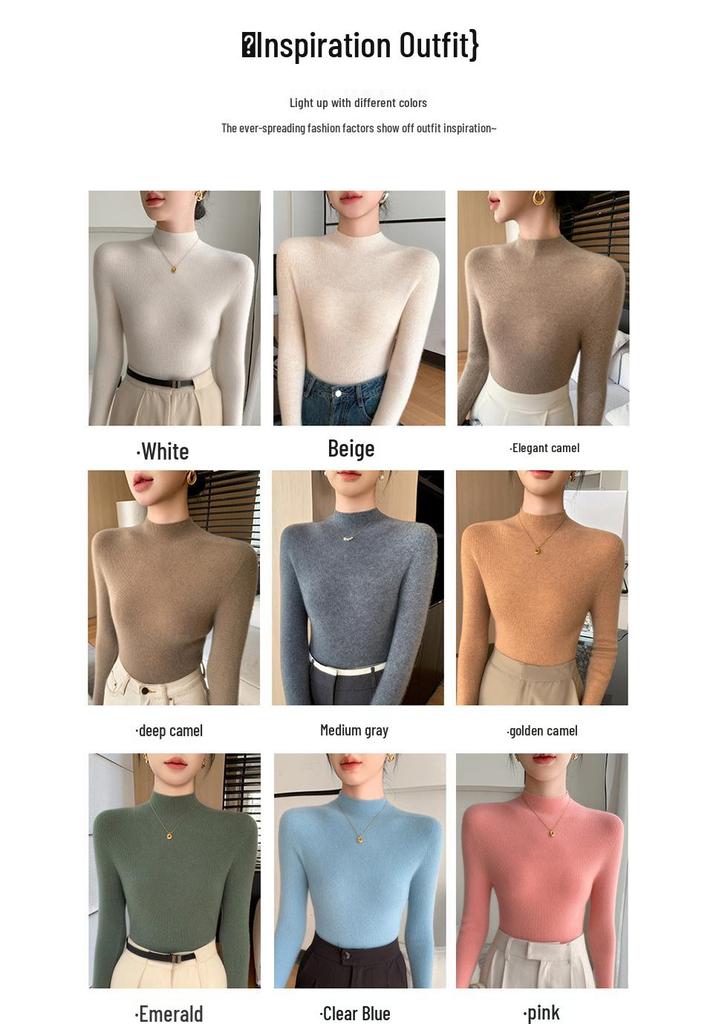 2025 Autumn/Winter Women's Half-High Neck Andy Velvet Slimming Knit Sweater - New Arrival